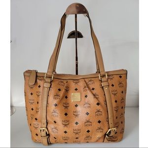 MCM Cognac Monogram Visetos Shoulder Bag